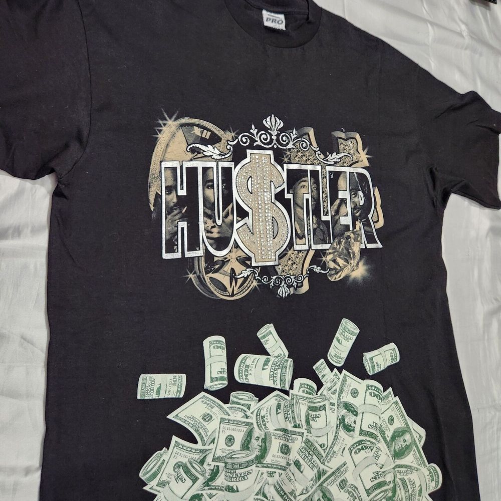 Vintage Tupac Shakur Rap‎ Tee Shirt Men 3XLT Tall Tee Hustle Y2K Hip Hop Baggy